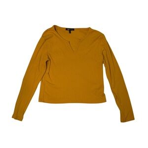 Mustard Yellow Long Sleeve Ribbed Top
